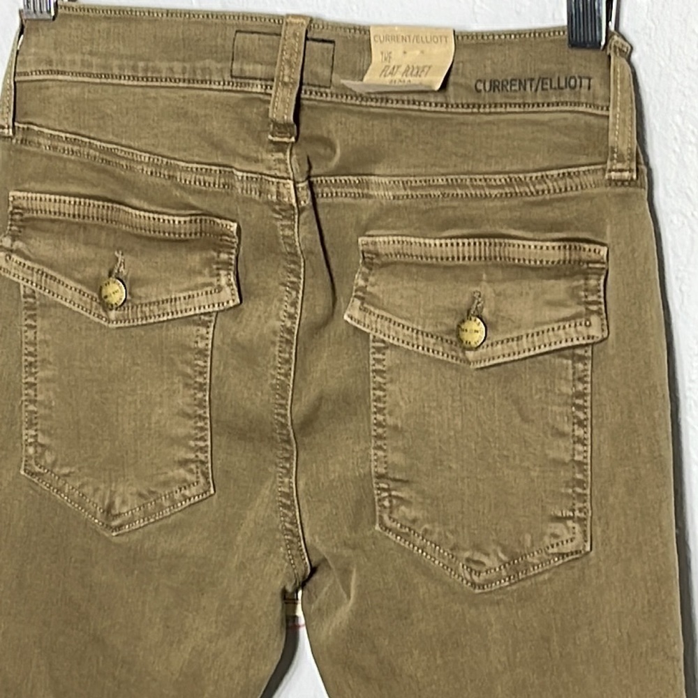 Current/Elliott Flat Pocket Cargo Pants 26 Vintage Army Green Skinny Zip Ankle - Picture 10 of 14